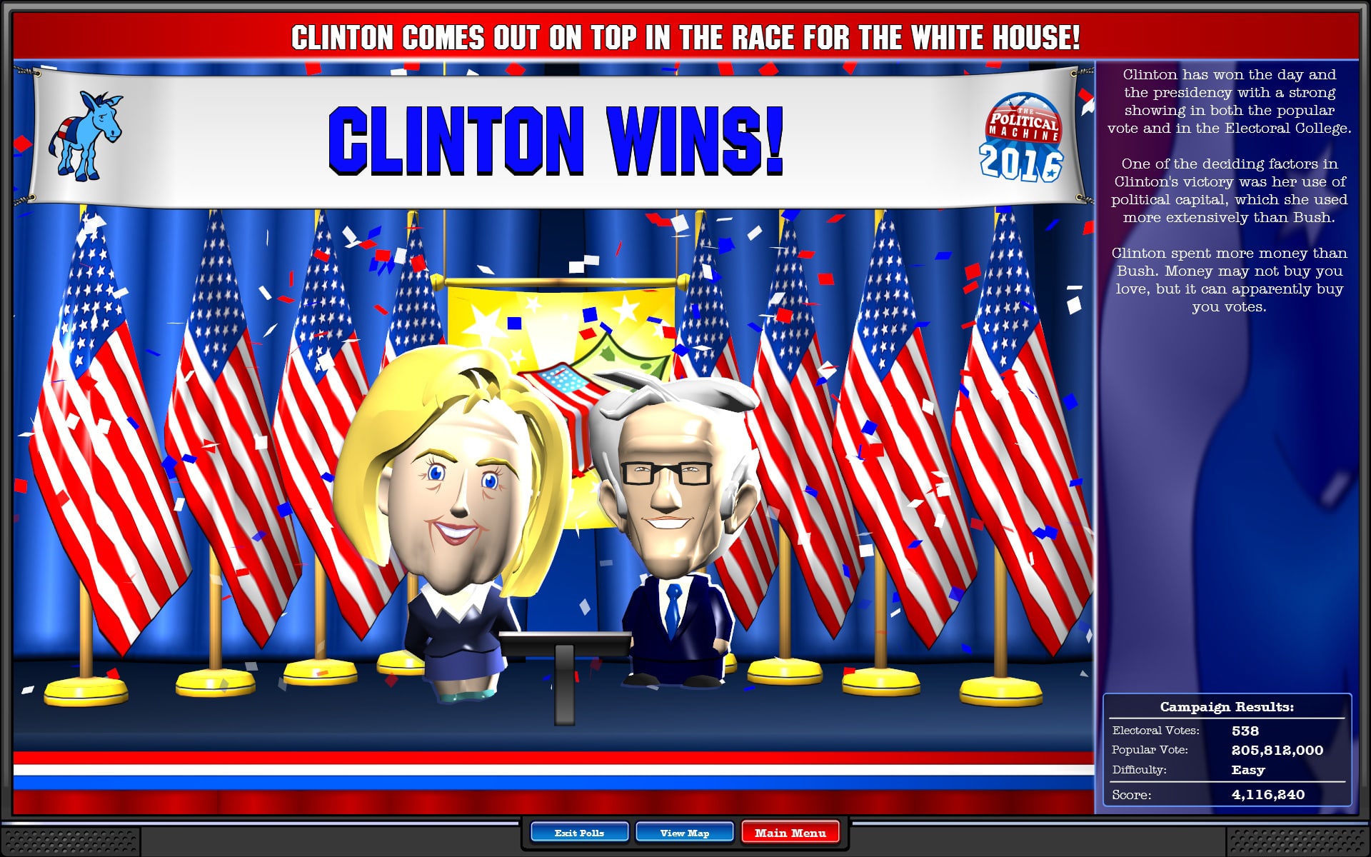 Victory Screen: Clinton Wins!